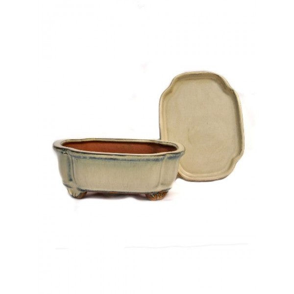 6" Earthen Glazed Oval Ceramic Bonsai Pot