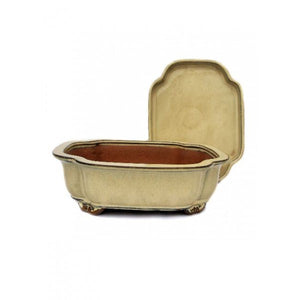 Glazed Styled Rectangular Detached Ceramic Bonsai Pot 10" (Olive Variations)- Out of stock