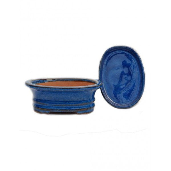 6" Glazed Round Ceramic Detached Bonsai Pot (Aegean Variation)