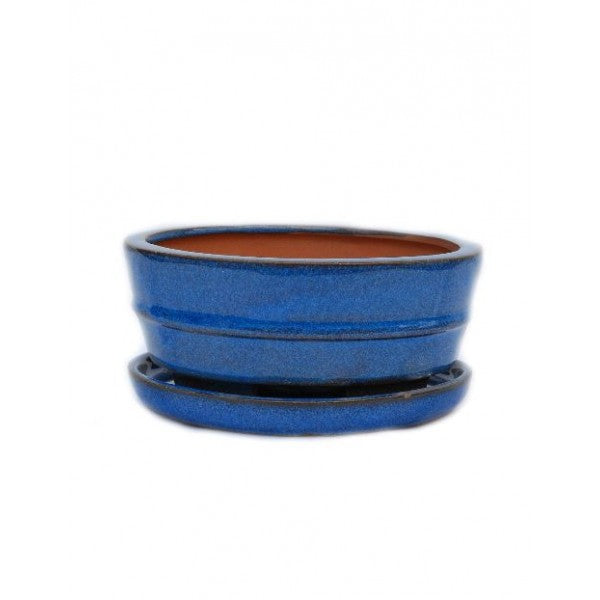 6" Glazed Round Ceramic Bonsai Pot (Aegean Variation)