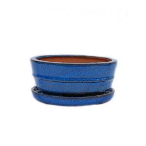 6" Glazed Round Ceramic Bonsai Pot (Aegean Variation)