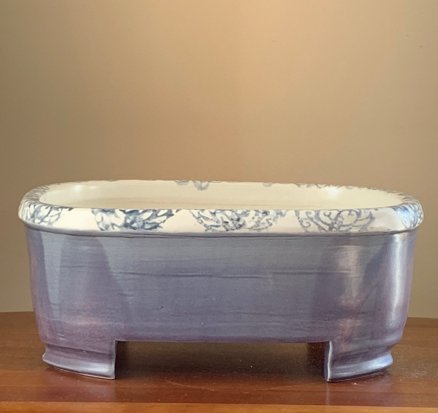 Blue Rectangle  One of a Kind Handmade Ceramic Bonsai pot