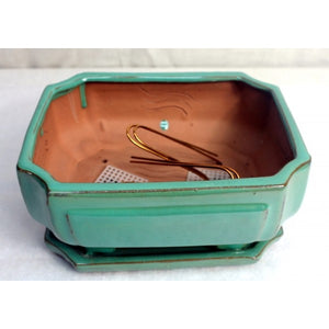 Styled Rectangular Bonsai Pot 8" (Jade Variation)