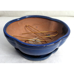 8" Blue Styled Oval Ceramic Bonsai Pot
