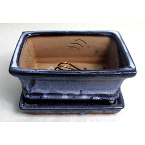 6" Black Rectangular Ceramic Glazed Bonsai Pot- Out of stock