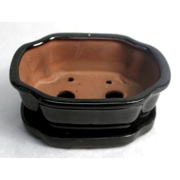 6" Black Styled Oval Pot