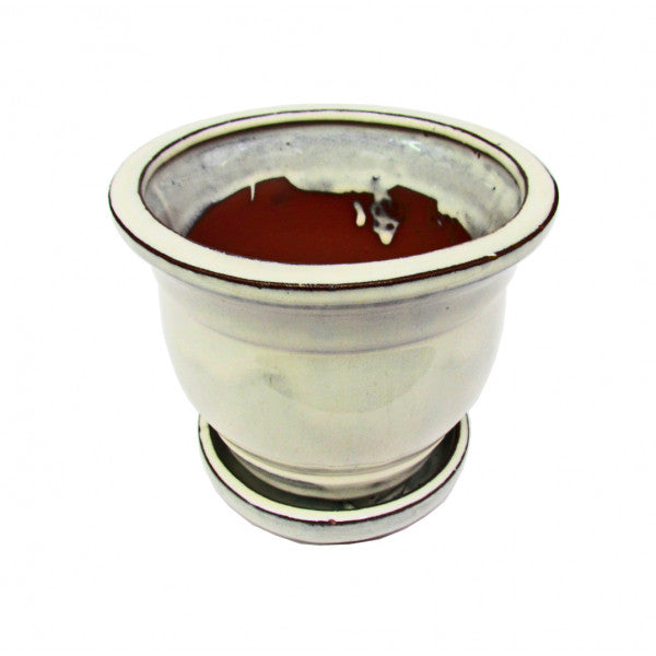Cascade Glazed Ceramic Bonzai Pot (Ivory) 6"