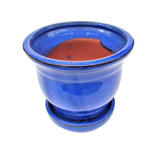 Cascade Glazed Ceramic Bonzai Pot (Aegean) 6"
