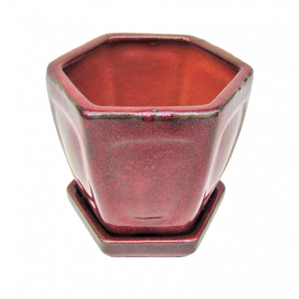 Cascade Glazed Ceramic Bonzai Pot (Fire) 6"