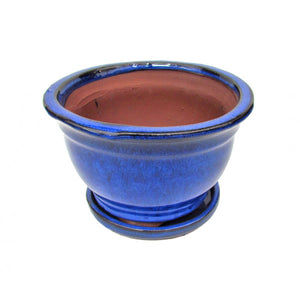 Cascade Glazed Ceramic Bonzai Pot (Aegean) 8"