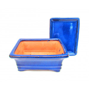 6" Blue Rectangular Ceramic Glazed Bonsai Pot